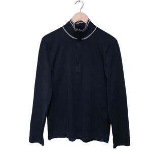 Armani Collezioni Men's Size Large Pullover 1/4 Zip Silk Blend Sweater Black